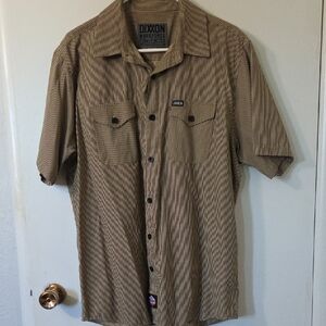 DIXXON Men's Tan Striped Button Down Shirt